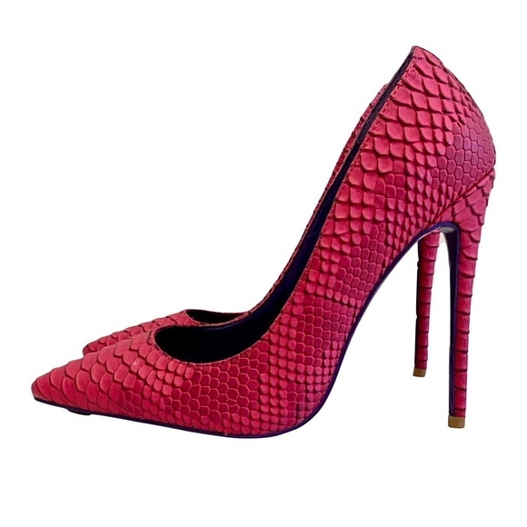 NWOTB - Meelys Hot Pink Faux Snakeskin Embossed Pumps High Heels Size 6.5 - Picture 3 of 9